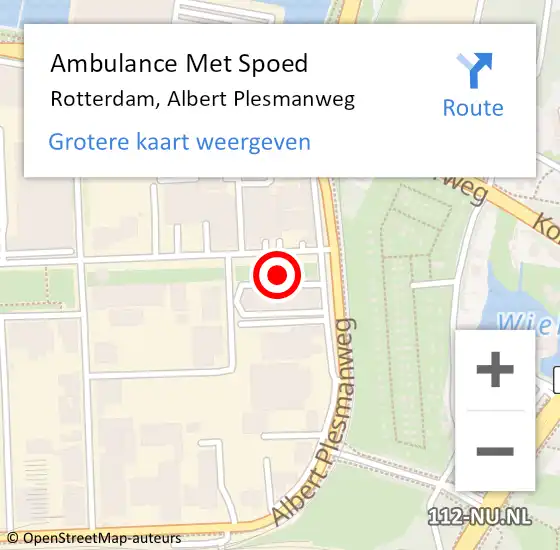 Locatie op kaart van de 112 melding: Ambulance Met Spoed Naar Rotterdam, Albert Plesmanweg op 5 november 2021 12:34