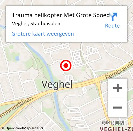 Locatie op kaart van de 112 melding: Trauma helikopter Met Grote Spoed Naar Veghel, Stadhuisplein op 5 november 2021 13:01