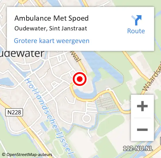 Locatie op kaart van de 112 melding: Ambulance Met Spoed Naar Oudewater, Sint Janstraat op 28 juni 2014 10:37