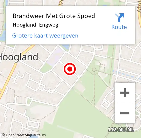 Locatie op kaart van de 112 melding: Brandweer Met Grote Spoed Naar Hoogland, Engweg op 5 november 2021 13:17