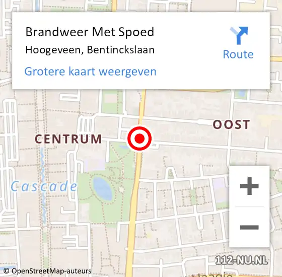 Locatie op kaart van de 112 melding: Brandweer Met Spoed Naar Hoogeveen, Bentinckslaan op 5 november 2021 13:22
