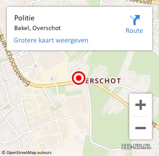 Locatie op kaart van de 112 melding: Politie Bakel, Overschot op 5 november 2021 13:24