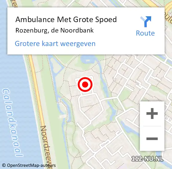 Locatie op kaart van de 112 melding: Ambulance Met Grote Spoed Naar Rozenburg, de Noordbank op 5 november 2021 13:29