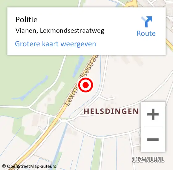 Locatie op kaart van de 112 melding: Politie Vianen, Lexmondsestraatweg op 5 november 2021 13:31