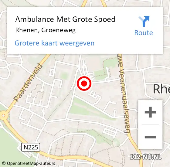 Locatie op kaart van de 112 melding: Ambulance Met Grote Spoed Naar Rhenen, Groeneweg op 5 november 2021 13:40