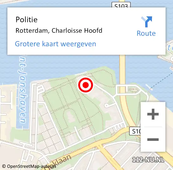Locatie op kaart van de 112 melding: Politie Rotterdam, Charloisse Hoofd op 5 november 2021 13:51