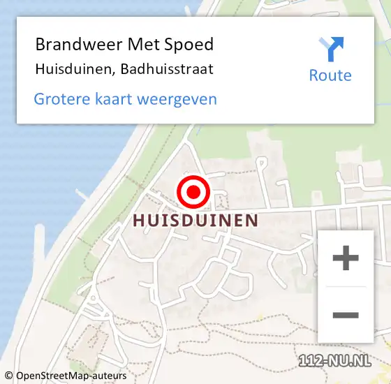 Locatie op kaart van de 112 melding: Brandweer Met Spoed Naar Huisduinen, Badhuisstraat op 5 november 2021 13:56