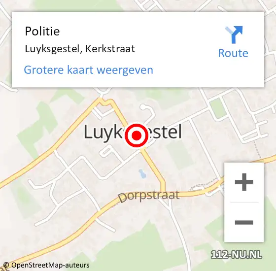 Locatie op kaart van de 112 melding: Politie Luyksgestel, Kerkstraat op 5 november 2021 14:05