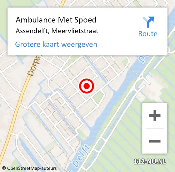 Locatie op kaart van de 112 melding: Ambulance Met Spoed Naar Assendelft, Meervlietstraat op 5 november 2021 14:13