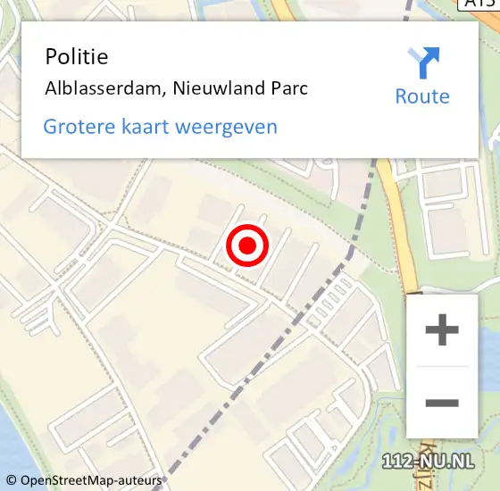 Locatie op kaart van de 112 melding: Politie Alblasserdam, Nieuwland Parc op 5 november 2021 14:20