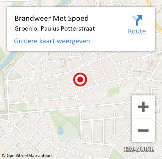 Locatie op kaart van de 112 melding: Brandweer Met Spoed Naar Groenlo, Paulus Potterstraat op 5 november 2021 14:20