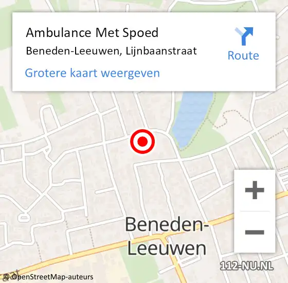 Locatie op kaart van de 112 melding: Ambulance Met Spoed Naar Beneden-Leeuwen, Lijnbaanstraat op 5 november 2021 14:24