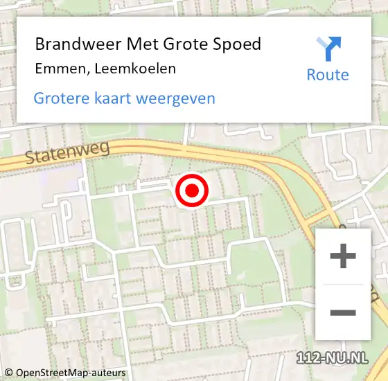 Locatie op kaart van de 112 melding: Brandweer Met Grote Spoed Naar Emmen, Leemkoelen op 5 november 2021 14:31