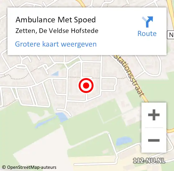 Locatie op kaart van de 112 melding: Ambulance Met Spoed Naar Zetten, De Veldse Hofstede op 5 november 2021 14:56