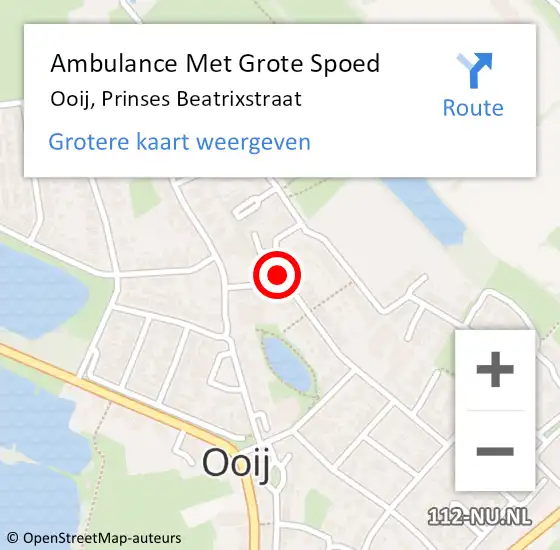 Locatie op kaart van de 112 melding: Ambulance Met Grote Spoed Naar Ooij, Prinses Beatrixstraat op 5 november 2021 15:10