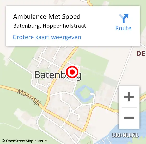 Locatie op kaart van de 112 melding: Ambulance Met Spoed Naar Batenburg, Hoppenhofstraat op 5 november 2021 15:19