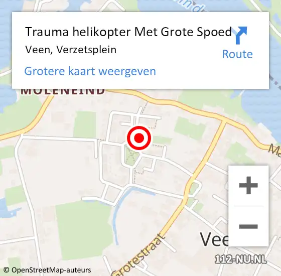 Locatie op kaart van de 112 melding: Trauma helikopter Met Grote Spoed Naar Veen, Verzetsplein op 5 november 2021 15:19