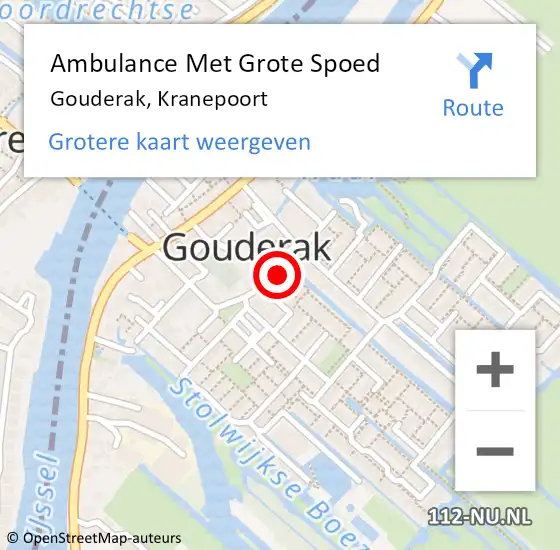 Locatie op kaart van de 112 melding: Ambulance Met Grote Spoed Naar Gouderak, Kranepoort op 5 november 2021 15:41