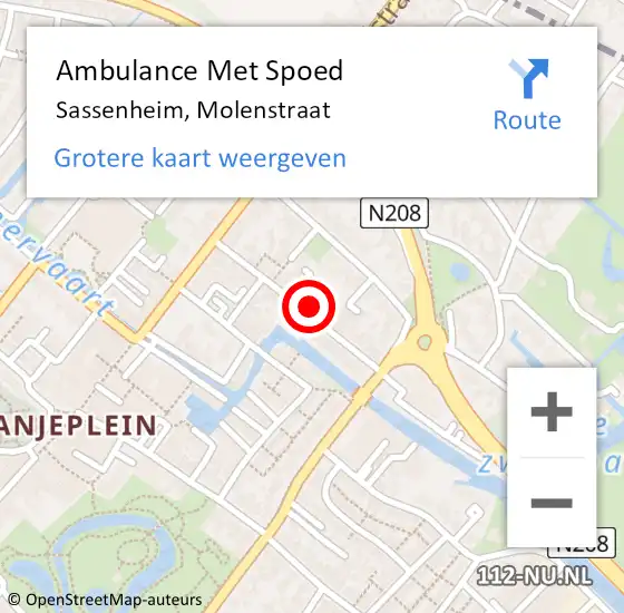 Locatie op kaart van de 112 melding: Ambulance Met Spoed Naar Sassenheim, Molenstraat op 5 november 2021 15:43