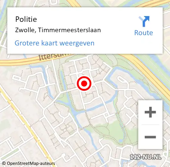 Locatie op kaart van de 112 melding: Politie Zwolle, Timmermeesterslaan op 5 november 2021 16:18