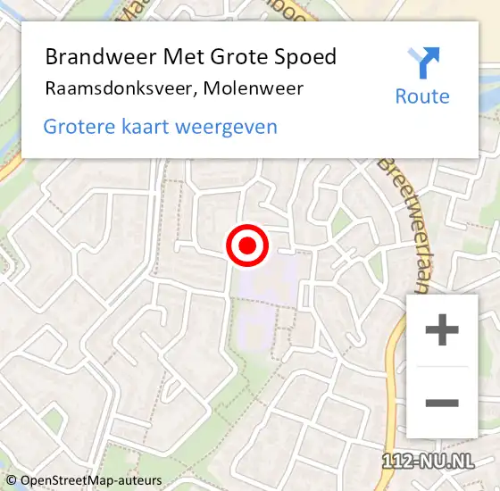 Locatie op kaart van de 112 melding: Brandweer Met Grote Spoed Naar Raamsdonksveer, Molenweer op 5 november 2021 16:35