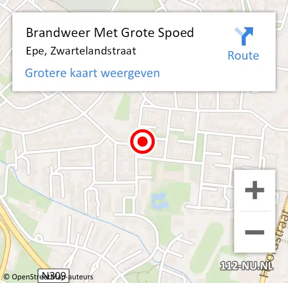 Locatie op kaart van de 112 melding: Brandweer Met Grote Spoed Naar Epe, Zwartelandstraat op 5 november 2021 16:37