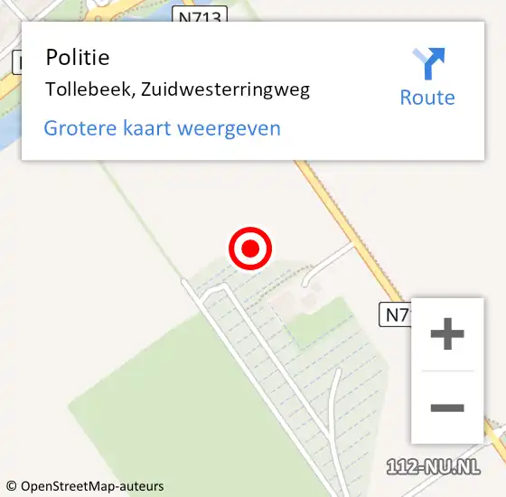 Locatie op kaart van de 112 melding: Politie Tollebeek, Zuidwesterringweg op 5 november 2021 16:43