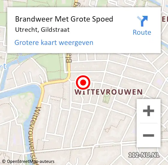 Locatie op kaart van de 112 melding: Brandweer Met Grote Spoed Naar Utrecht, Gildstraat op 5 november 2021 16:53