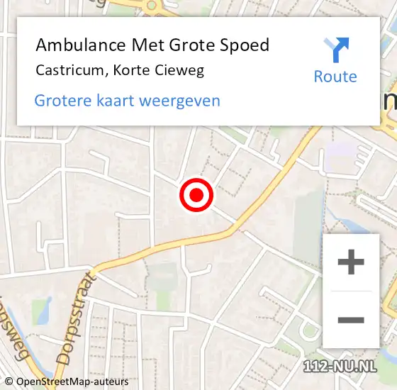 Locatie op kaart van de 112 melding: Ambulance Met Grote Spoed Naar Castricum, Korte Cieweg op 5 november 2021 16:57