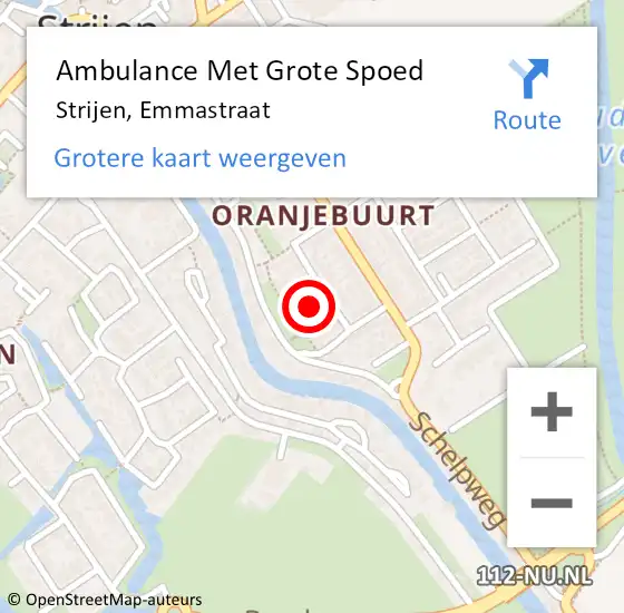 Locatie op kaart van de 112 melding: Ambulance Met Grote Spoed Naar Strijen, Emmastraat op 5 november 2021 17:08