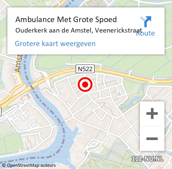 Locatie op kaart van de 112 melding: Ambulance Met Grote Spoed Naar Ouderkerk aan de Amstel, Gosewijnstraat op 5 november 2021 17:09