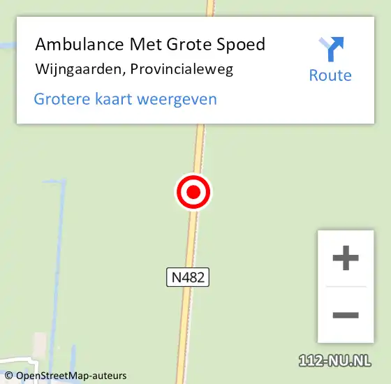 Locatie op kaart van de 112 melding: Ambulance Met Grote Spoed Naar Wijngaarden, Provincialeweg op 28 juni 2014 11:10