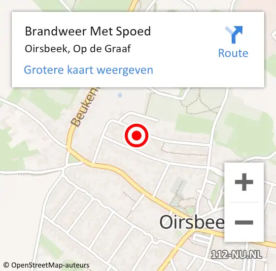 Locatie op kaart van de 112 melding: Brandweer Met Spoed Naar Oirsbeek, Op de Graaf op 5 november 2021 18:07
