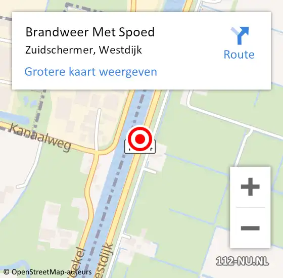 Locatie op kaart van de 112 melding: Brandweer Met Spoed Naar Zuidschermer, Westdijk op 28 juni 2014 11:14