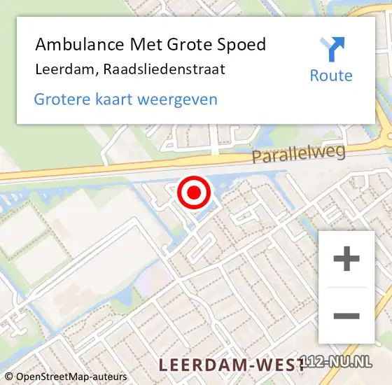 Locatie op kaart van de 112 melding: Ambulance Met Grote Spoed Naar Leerdam, Raadsliedenstraat op 5 november 2021 19:34