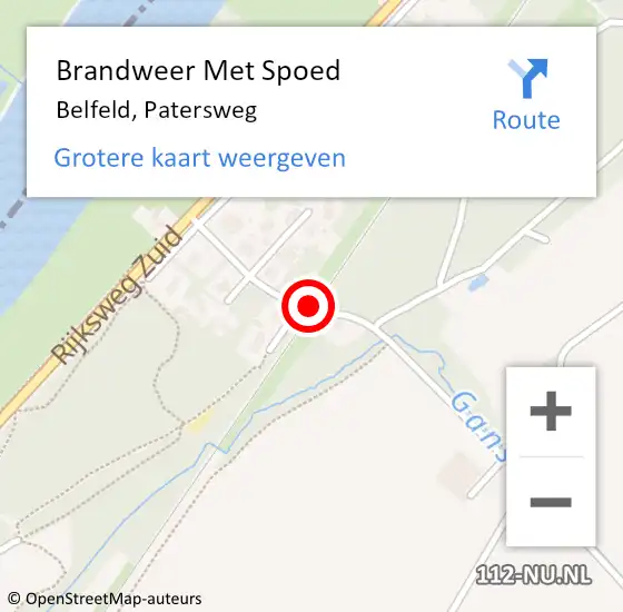 Locatie op kaart van de 112 melding: Brandweer Met Spoed Naar Belfeld, Patersweg op 5 november 2021 19:55