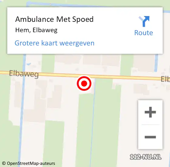 Locatie op kaart van de 112 melding: Ambulance Met Spoed Naar Hem, Elbaweg op 5 november 2021 20:06