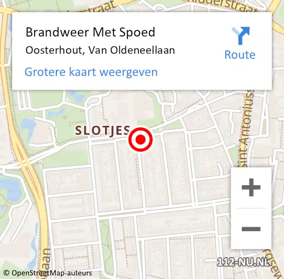 Locatie op kaart van de 112 melding: Brandweer Met Spoed Naar Oosterhout, Van Oldeneellaan op 5 november 2021 20:36