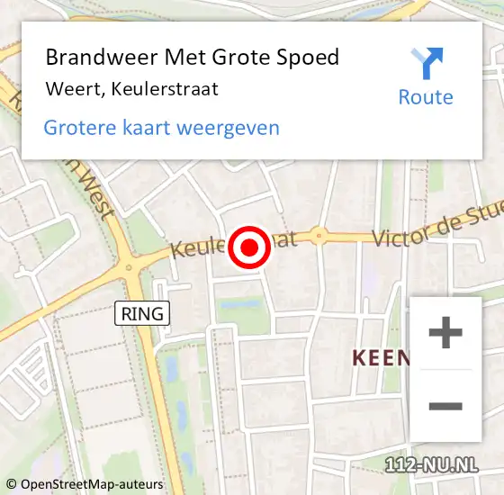 Locatie op kaart van de 112 melding: Brandweer Met Grote Spoed Naar Weert, Keulerstraat op 5 november 2021 20:40