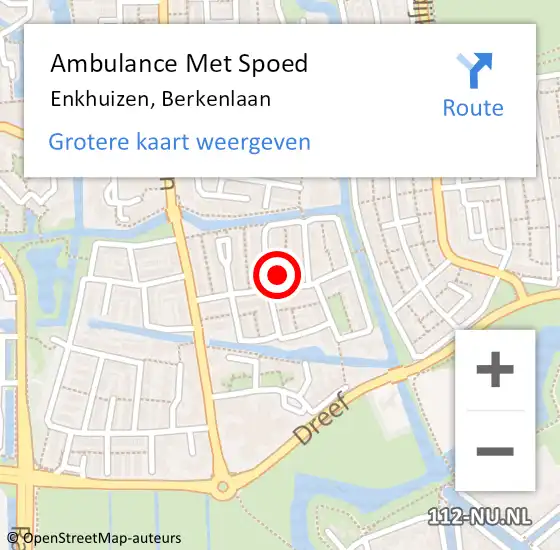 Locatie op kaart van de 112 melding: Ambulance Met Spoed Naar Enkhuizen, Berkenlaan op 5 november 2021 21:04