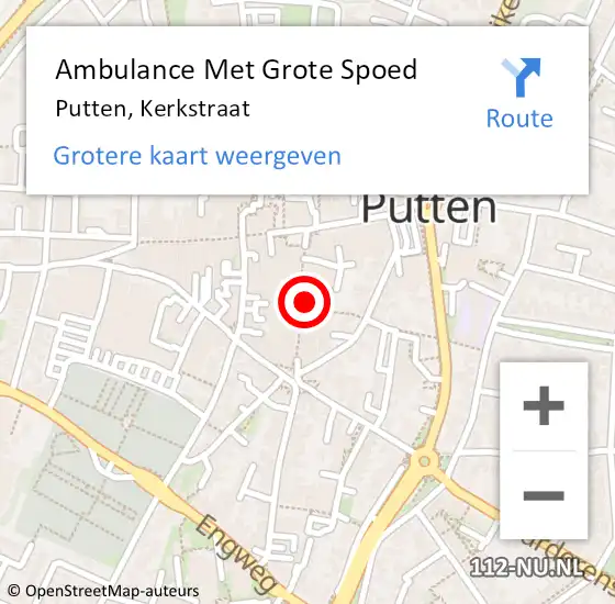 Locatie op kaart van de 112 melding: Ambulance Met Grote Spoed Naar Putten, Kerkstraat op 5 november 2021 21:17