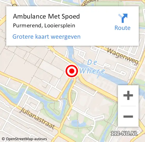 Locatie op kaart van de 112 melding: Ambulance Met Spoed Naar Purmerend, Looiersplein op 5 november 2021 21:20