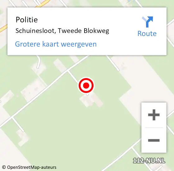 Locatie op kaart van de 112 melding: Politie Schuinesloot, Tweede Blokweg op 5 november 2021 21:41