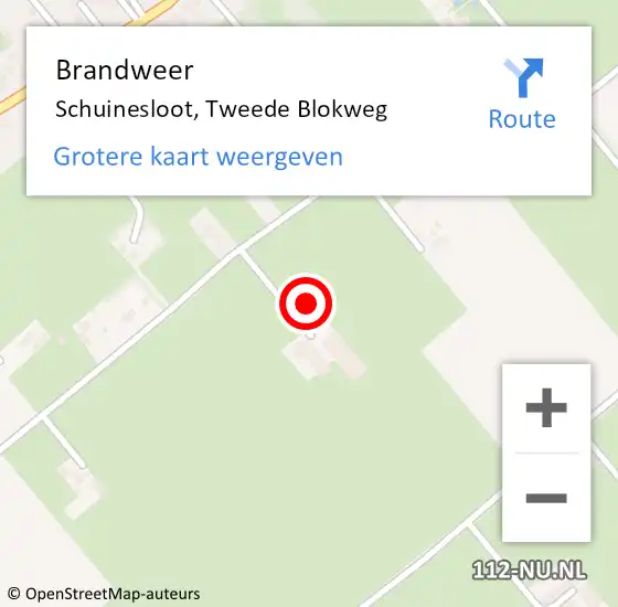 Locatie op kaart van de 112 melding: Brandweer Schuinesloot, Tweede Blokweg op 5 november 2021 21:45