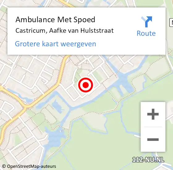 Locatie op kaart van de 112 melding: Ambulance Met Spoed Naar Castricum, Aafke van Hulststraat op 5 november 2021 22:16