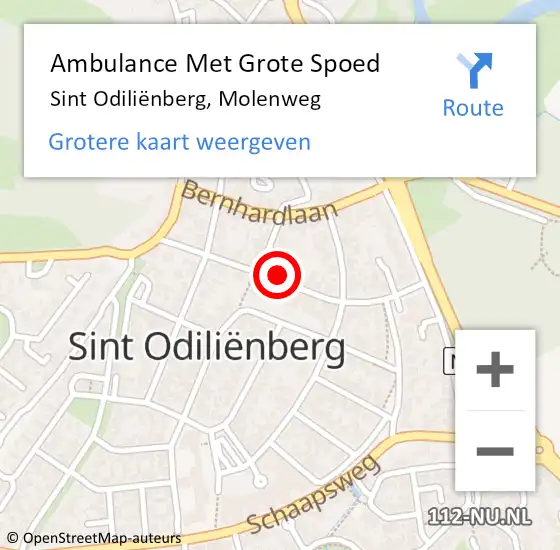 Locatie op kaart van de 112 melding: Ambulance Met Grote Spoed Naar Sint Odiliënberg, Molenweg op 5 november 2021 22:22
