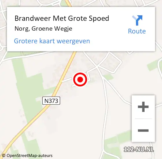 Locatie op kaart van de 112 melding: Brandweer Met Grote Spoed Naar Norg, Groene Wegje op 5 november 2021 22:27