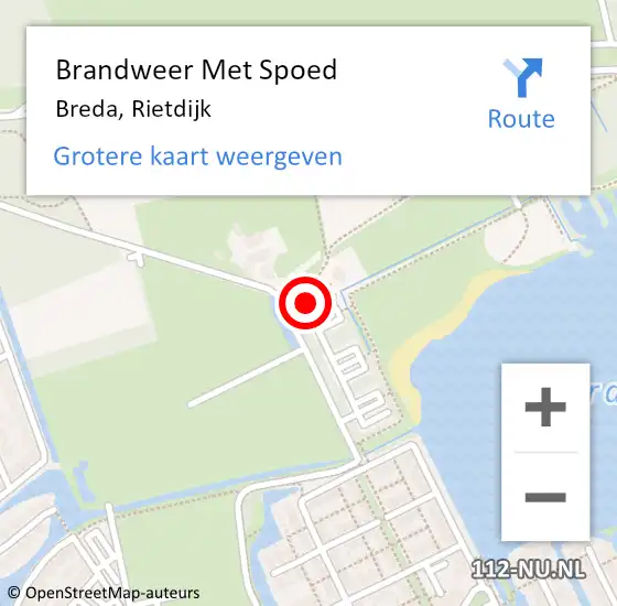 Locatie op kaart van de 112 melding: Brandweer Met Spoed Naar Breda, Rietdijk op 5 november 2021 22:29