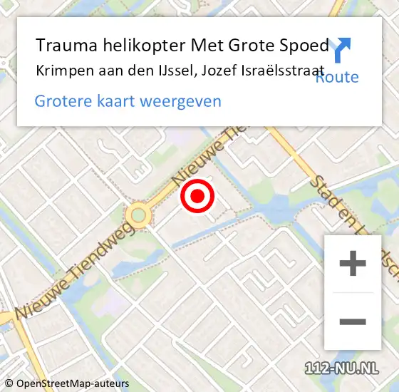 Locatie op kaart van de 112 melding: Trauma helikopter Met Grote Spoed Naar Krimpen aan den IJssel, Jozef Israëlsstraat op 5 november 2021 22:58