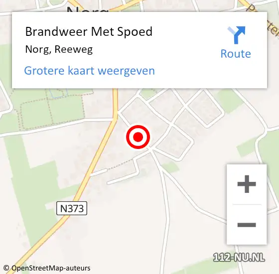 Locatie op kaart van de 112 melding: Brandweer Met Spoed Naar Norg, Reeweg op 5 november 2021 23:00